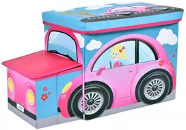 Rožinis automobilio žaislų konteineris