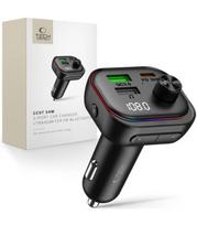Juodas automobilinis PD54W 2xUSB-A + 1xUSB-C + FM moduliatorius pakrovėjas "Tech-Protect CC07 3-Port"