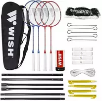ALUMTEC 5566 BADMINTONO RINKINYS RAUDONAS + MĖLYNAS 4 Vnt. + langinės 3 Vnt.