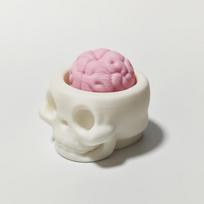 Squeezable Brain & Skull Replica, Soft Realistic Psychology Model with Expressive Eyes, Halloween Neuroscience Gift šviesiai pilka spalva
