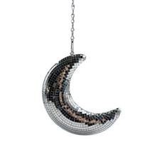Disco Ball Eye-Catching Moon Shaped Disco Bal Reflective Hanging Ornament with Chain Hook Party Decor sidabras