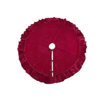 Velvet Christmas Tree Skirt with Lace Trim 122CM Diameter Soft Fabric Holiday Decoration Cover for Tree Base One Size raudona