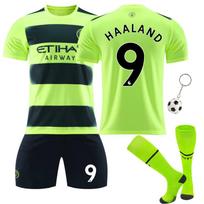Man City Haaland Vaikų Futbolo Aprangos Rinkinys - Kvėpuojanti Treniruočių ir Varžybų Apranga Jaunimui - Marškinėliai Trumpomis Rankovėmis ir Šortai 110-120 cm