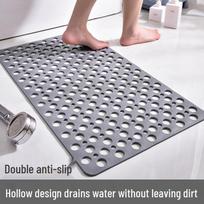 Eco-Friendly TPE Bath Mat: Non-Slip, Multi-Hole Drainage with Suction Cups, Safety Floor Mat KTY 70x38cm pilka