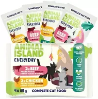 Drėgnas Kačių Maistas - Animal Island Kasdienis Vištienos ir Jautienos Filė 4x85g