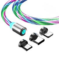 Kabel Magnetyczny Led Świecący Do Iphone Micro Usb Typ-C 200Cm Kb31_Multikolor