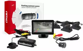 Amio Parkavimo pagalbos sistema TFT01 4,3" su HD-307-IR kamera, 4 juodi jutikliai, sunkvežimiams