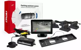 Amio Parkavimo pagalbos sistema TFT01 4,3" su HD-402-LED kamera, 4 juodi jutikliai, sunkvežimiams