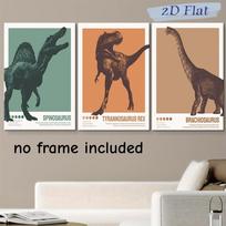 3-piece set of Jurassic dinosaur Spinosaurus frameless canvas decoration hanging painting, modern minimalist living room, childr (as the picture,20x30cm-3pcs)