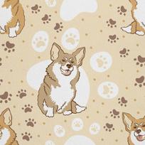 Outdoor Dekostoffe Oxford - Motiv Corgi-Hund Und Pfoten