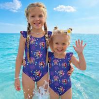 Girls One Piece Swimsuit Summer Casual Swimwear Children Printed Design Comfortable Fit Durable Material Suitable for Swimming Pool Beach Use 130 tamsiai mėlyna