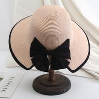 Outdoor Bucket Floppy Foldable Cap Beach Straw Hat Wide Brim Sun Hat rožinė