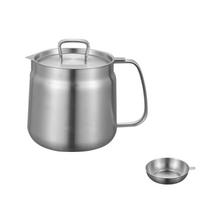 Matte Finish Stainless Steel Large Capacity Oil Storage Can with Filter Screen and Handle for Kitchen Use One Size