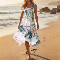 Summer Dresses for Women 2026 Sleeveless Casual Midi Dresses for Women Floral Dress Lightweight Graduation Dress L mėlyna