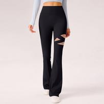 High Waist Bootcut Yoga Pants with Hollow Out Breathable Fabric Slim Fit Stretchy Tummy Control Athletic Leggings for Women L juoda