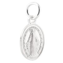 Miraculous Medal Universal 925 Sterling Silver Polished Virgin Mary Double Sided Oval Pendant Catholic Medal Jewelry