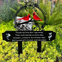 Metal Outdoor Memorial Garden Stake Decorative Iron Art Yard Lawn Insert with Cardinal Bird Design and Sentiment Quote for Garden Landscape One Size