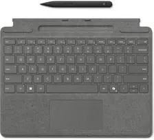 Microsoft Surface Pro 8/9/X 13" dėklas su klaviatūra ir rašikliu, anglų (tarptaut.) išdėstymas, platinos spalvos