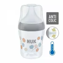 NUK Perfect Match temperatūros kontrolės kūdikių buteliukas 150 ml pilkos spalvos