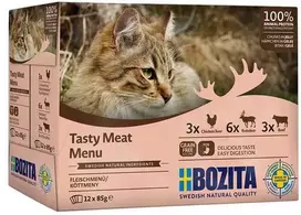 BOZITA Skanus mėsos meniu Multibox Flavour Mix in Jelly - Šlapias kačių maistas - 12 x 85g