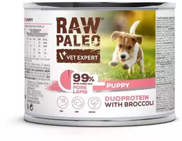 Vetexpert RAW PALEO Duoprotein Pork & ėriena Puppy - wet dog food - 200g