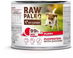 Vetexpert RAW PALEO Duoprotein jautiena & triušiena Puppy - wet dog food - 200g