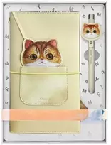 Nimmy rinkinys 2in1 užrašų knygelė + rašiklis haki spalvos Big Eyed Pet 2.0 Cat