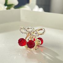 Hair Clip Mini Red Crystal Little Grab Clip Female Hair Accessories Korean Style Headwear Rhinestone Hairpin Cherry Hair Claw