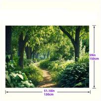 2D Lush Sunlit Tree Lined Forest Path Photography Background 47.2x31.5inch/120*80cm