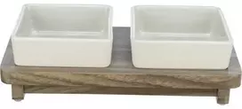 Dubenėliai augintiniams, keraminiai - Trixie CityStyle dubenėlių rinkinys, keraminiai/MDF, 2 x 0,4 l/12 x 12 cm/30 x 4 x 15 cm