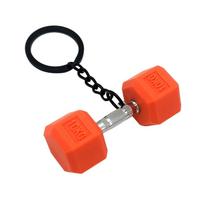 Gym Gifts DIY Barbell Keychain Gym Lovers PVC Charms Bags Keychain Dumbbell Kettlebell Pendant Keychain Jewelry Accessories oranžinė