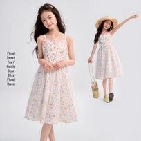 Girls' Floral Mesh Sling Princess Dress 170 gėlės