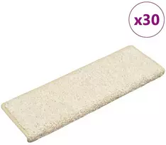 Laiptų kilimėliai, 30 vnt., 65x21x4 cm, balti, stačiakampiai kraštai