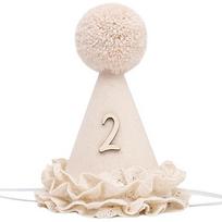 New Sweet Birthday Hat Handcrafted Pom Pom Neutral Color Princess Birthday Hat Lace Ruffle Hat Children's Party