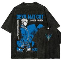 Devil May Cry Washed T-shirt 2026 New?Model personality Clothes shirt Year round clothing Streetwear Trendy high quality Couples S įvairiaspalvis