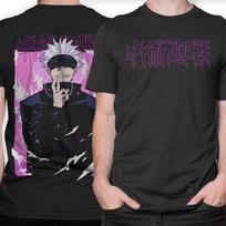 Men Women Jujutsu Kaisen Satoru Gojo Purple Aesthetic Graphic T-Shirt Back Print Anime Streetwear Black Cotton Tee S įvairiaspalvis