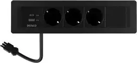 Įleidžiama maitinimo lizdo dėžutė DELTACO OFFICE, 3 lizdai, 1x21W A+C USB krovimas, GST18 / GT-1303 / 1902248