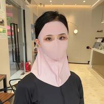Breathable Summer Full-Face Mask Cover Sun Protection UPF 50+ Ice Silk Face Veil Outdoor Cycling Neck Wrap Cover for Male Female rožinė
