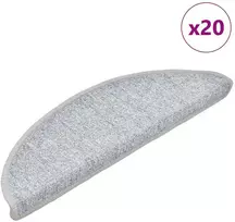 Laiptų kilimėliai, 20 vnt., 56x17x3 cm, šviesiai pilki, pusapvaliai