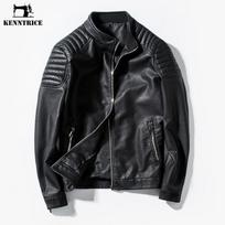 Spring Autumn Leather Jackets Fashion Red Blue Man Leather Coat L mėlyna
