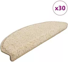 Laiptų kilimėliai, 30 vnt., 65x21x4 cm, kreminės spalvos, pusapvaliai, dideli