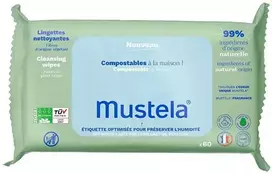 Mustela Baby Compostable Cleaning Wipes With Fragrance drėgnos valomosios servetėlės vaikams, 60 vnt.
