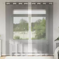Voile užuolaidos su įvorėmis, 2vnt., tamsiai pilkas, 140x245cm