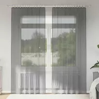 Voile užuolaidos su kilpomis, 2vnt., tamsiai pilkas, 140x245cm