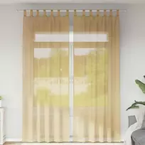 Voile užuolaidos su strypų kišenėmis, 2vnt., smėlio spalvos