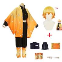 Demon Slayer Costume Kamado Tanjirou Kamado Nezuko Agatsuma Zenitsu Tomioka Giyuu Cosplay Costume L-(Full set+wig)