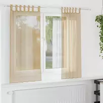 Voile užuolaidos su strypų kišenėmis, 2vnt., smėlio spalvos