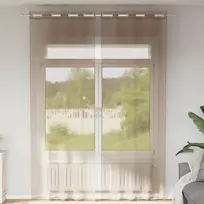 Voile užuolaidos su įvorėmis, 2vnt., šviesiai rudos spalvos