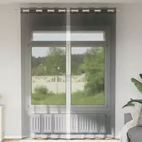 Voile užuolaidos su įvorėmis, 2vnt., juodos spalvos, 140x260cm