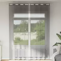 Voile užuolaidos su įvorėmis, 2vnt., tamsiai pilkas, 140x300cm